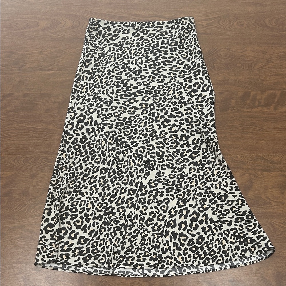 LOFT Leopard Print Maxi Slip Skirt